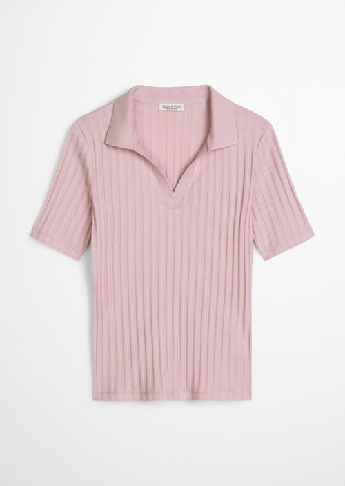 Pointelle polo shirt slim — Mild Rose