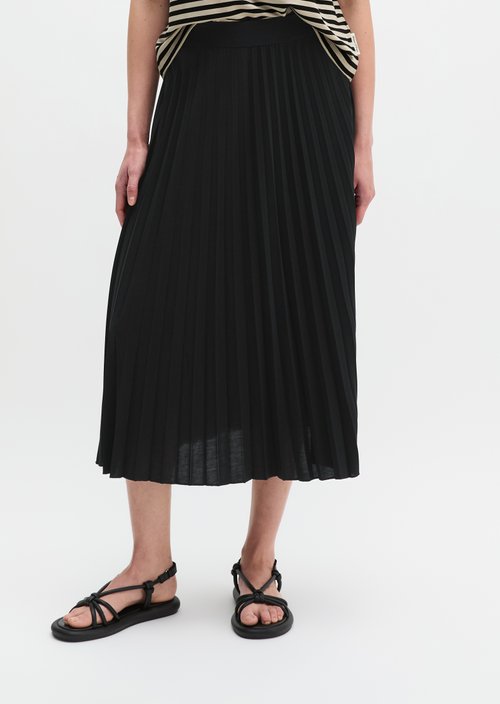 Jersey pleated skirt flared — Black