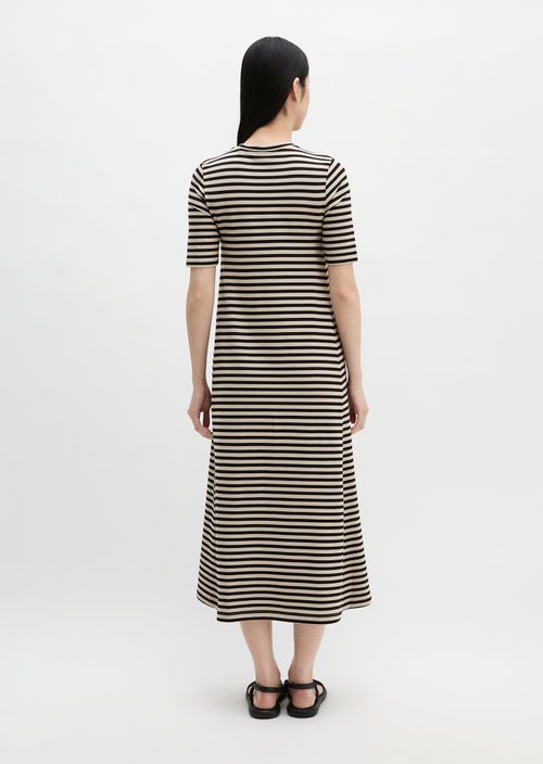 Striped jersey dress A-shape — Light Brown