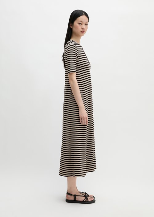 Striped jersey dress A-shape — Light Brown