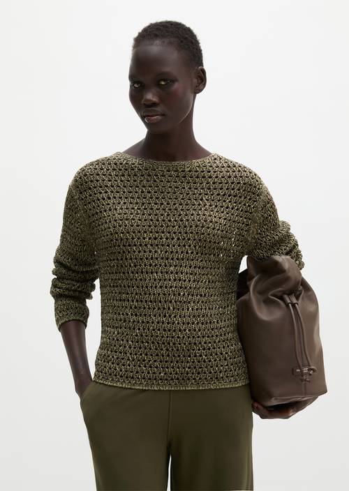 Regular mesh sweater Medium Green in front view