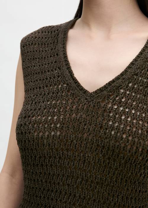 Net sweater slim Dark Green in detail view