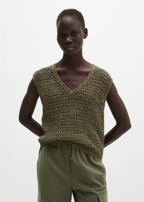 Net sweater slim Medium Green in front view