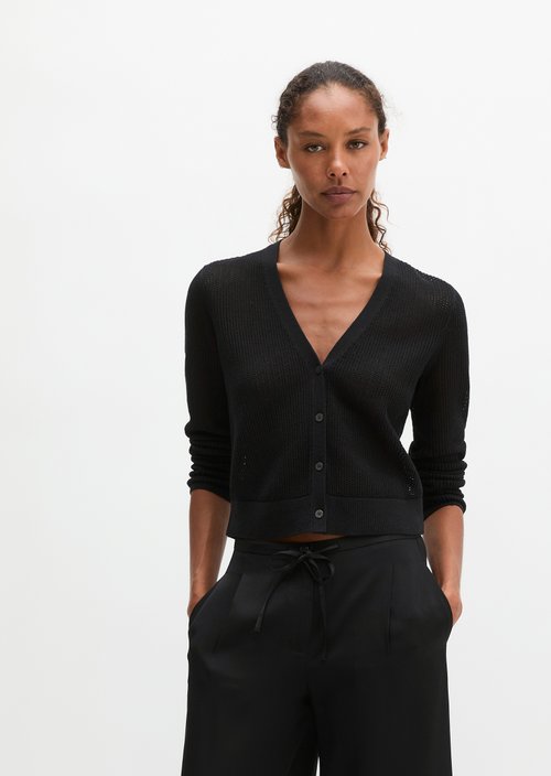Ajour cardigan regular — Black
