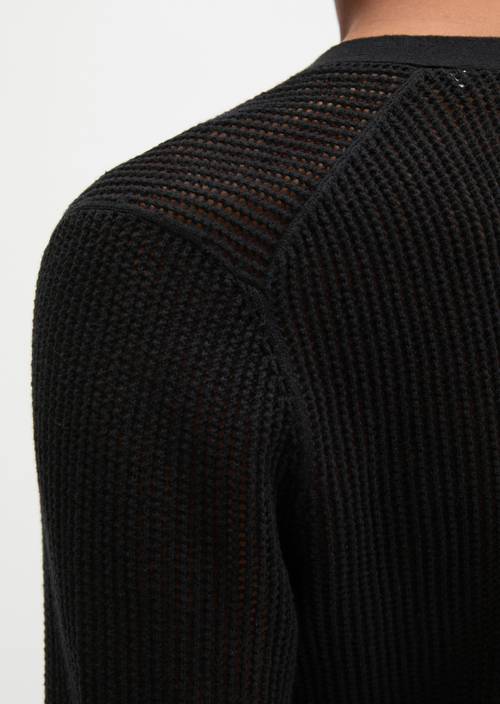 Ajour-Cardigan regular Black in Detailansicht