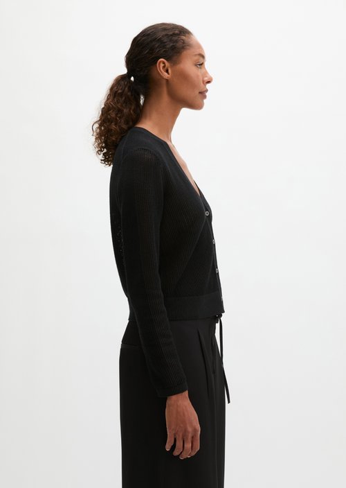 Ajour cardigan regular — Black
