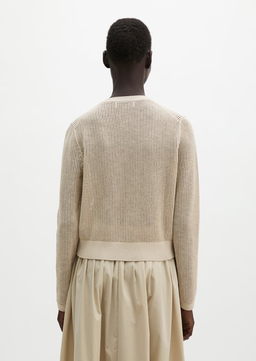 Ajour cardigan regular — Linen Beige