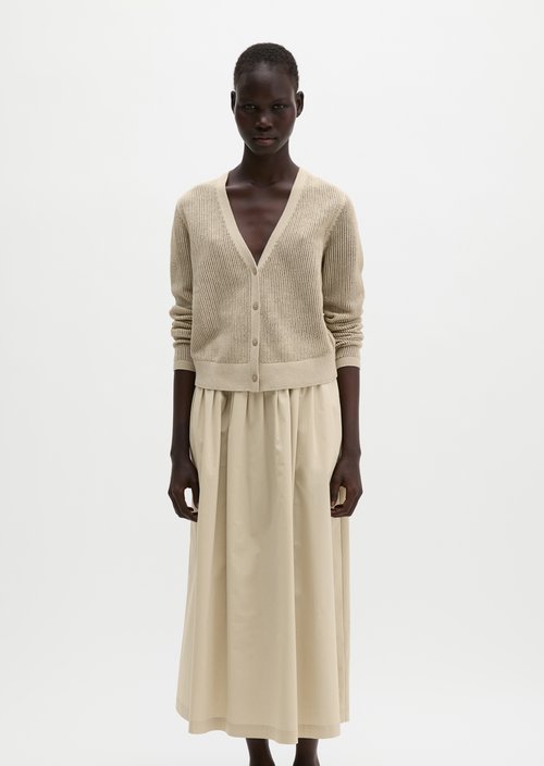 Ajour cardigan regular — Linen Beige