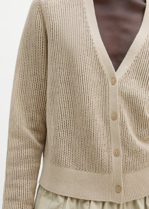 Ajour cardigan regular — Linen Beige