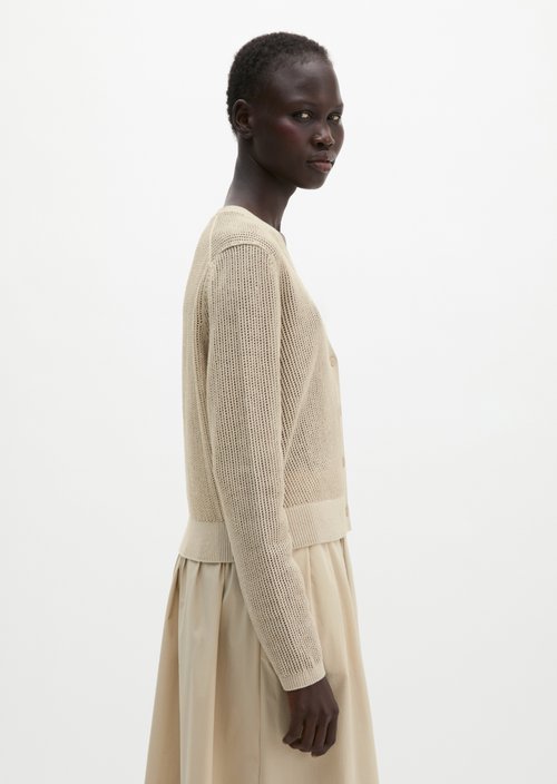 Ajour cardigan regular — Linen Beige