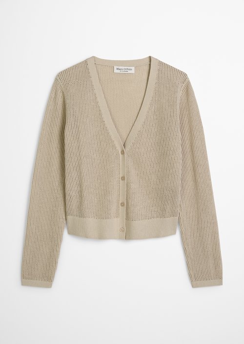 Ajour cardigan regular — Linen Beige