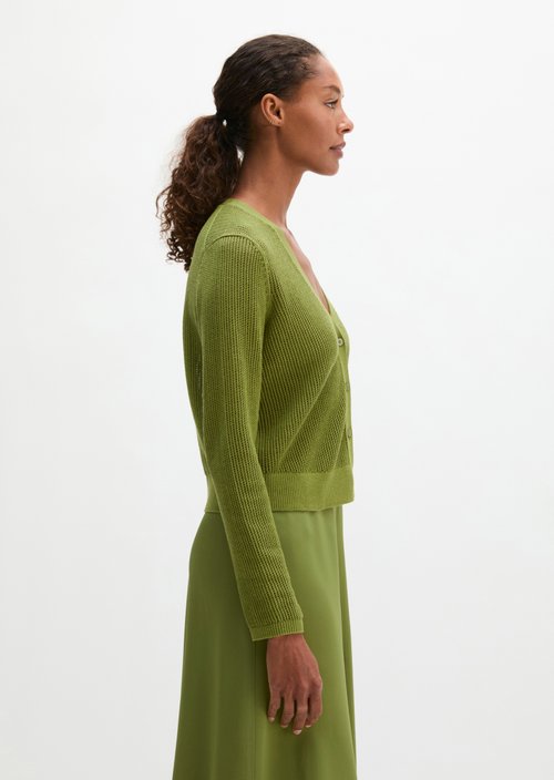 Ajour cardigan regular — Shaded Fern
