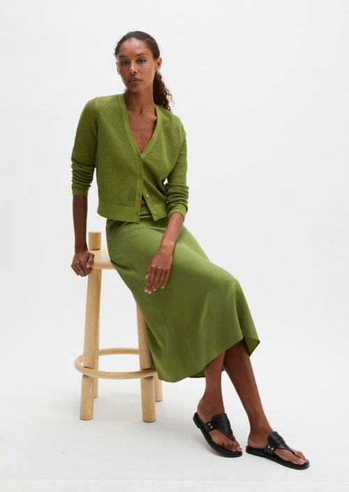 Ajour cardigan regular — Shaded Fern