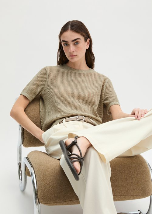 Ajour sweater regular — Linen Beige