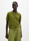 MOAT SURF COTTON SUMMER KNIT Olive Lサイズ Ajour sweater regular made from cotton-linen slub yarn - green