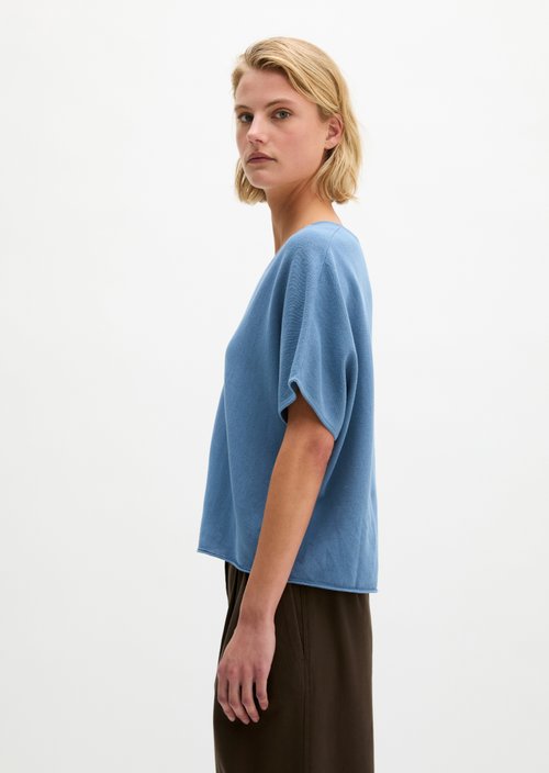Short sleeve sweater loose — Provincial Blue