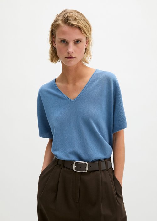 Short sleeve sweater loose — Provincial Blue