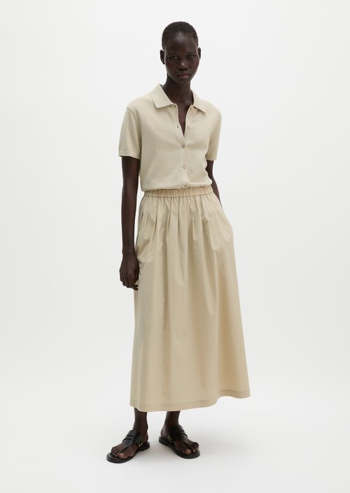 Regular polo-style cardigan — Linen Beige