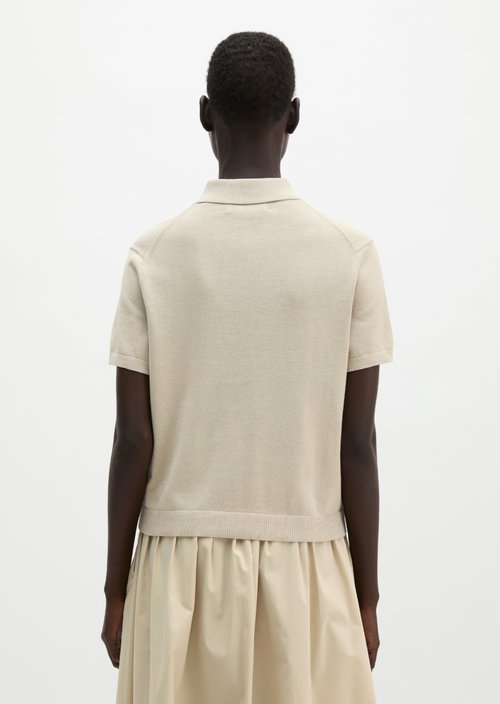 Regular polo-style cardigan — Linen Beige