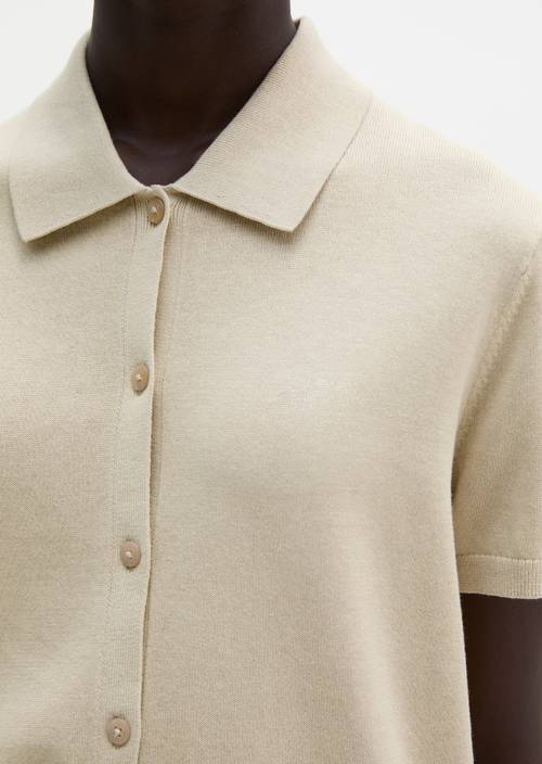 Cardigan style polo regular Linen Beige en vue détaillée