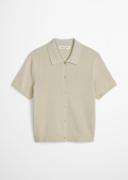 Regular polo-style cardigan — Linen Beige