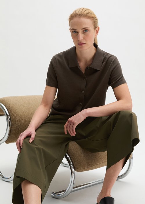 Regular polo-style cardigan — Mossy Earth