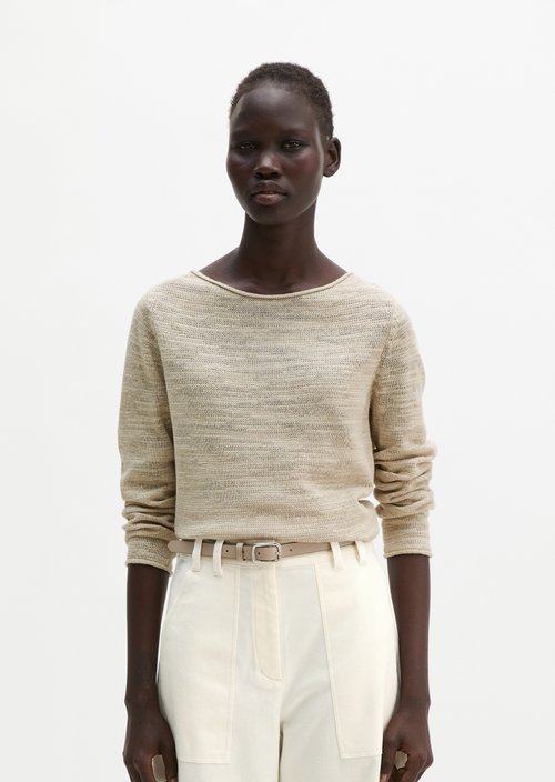 Slub sweater slim — Linen Beige