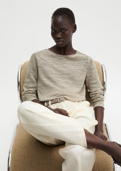 Slub sweater slim — Linen Beige