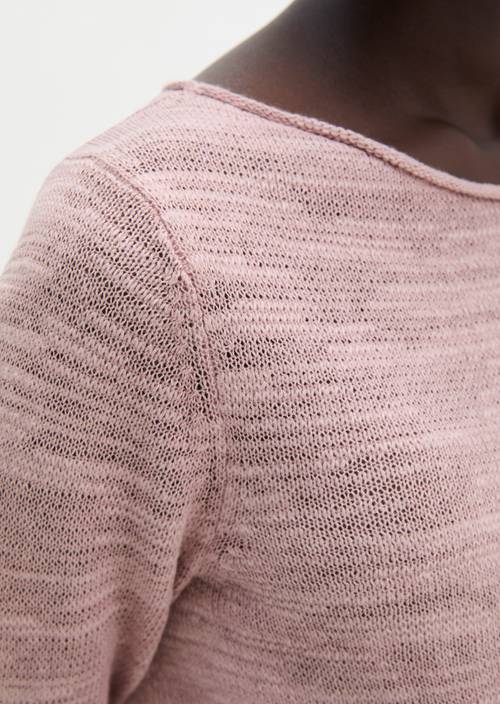 Slub-Pullover slim Mild Rose in Detailansicht