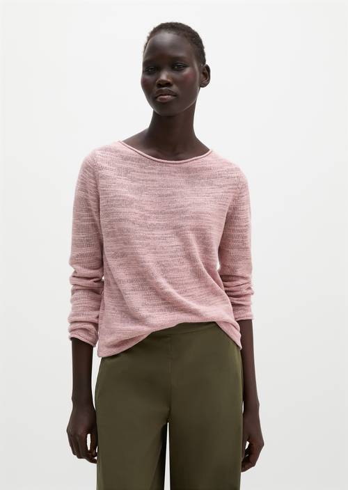 Slub-Pullover slim Mild Rose in Frontalansicht