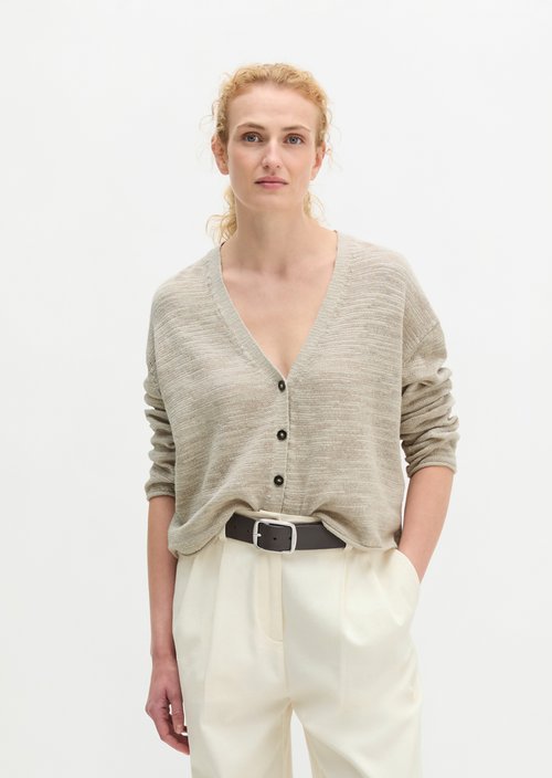 Slub cardigan loose — Linen Beige