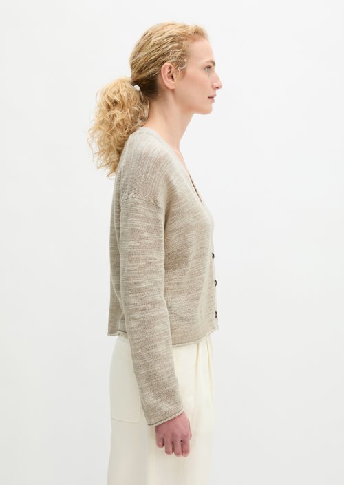 Slub cardigan loose — Linen Beige