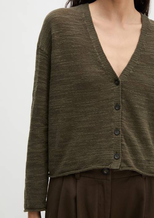 Slub-Cardigan loose Mossy Earth in Detailansicht