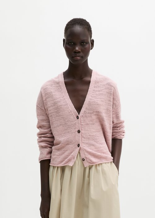 Slub cardigan loose — Mild Rose