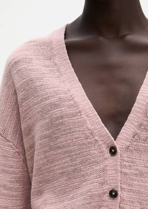 Slub-Cardigan loose Mild Rose en vue détaillée