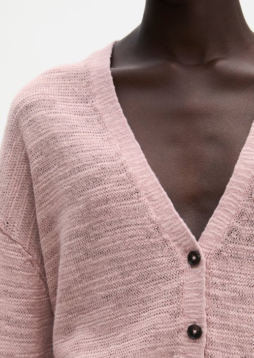 Slub cardigan loose — Mild Rose
