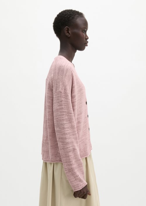 Slub cardigan loose — Mild Rose