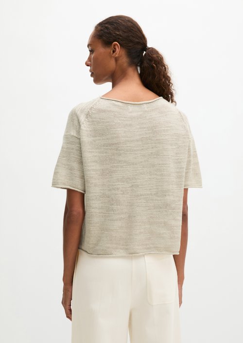 Slub short sleeve sweater loose — Linen Beige