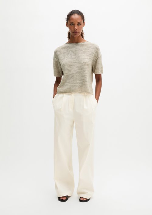 Slub short sleeve sweater loose — Linen Beige
