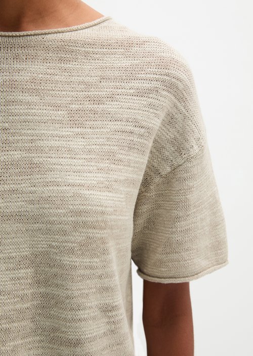 Slub short sleeve sweater loose — Linen Beige