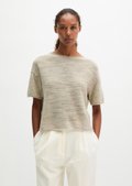 Slub short sleeve sweater loose made from a linen-cotton mix