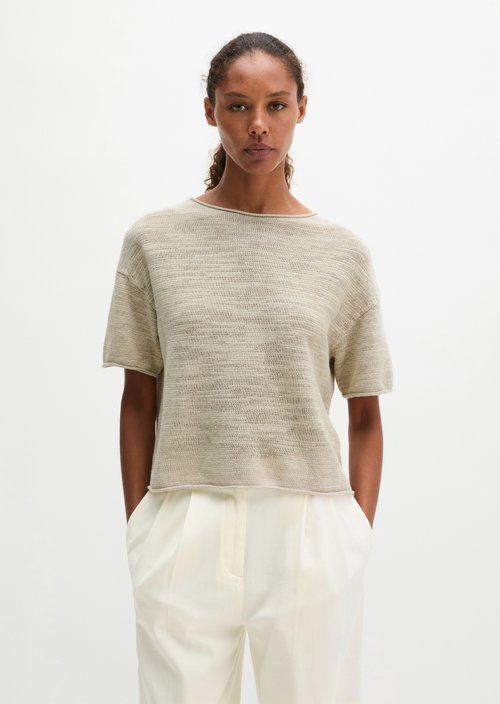 Slub short sleeve sweater loose — Linen Beige