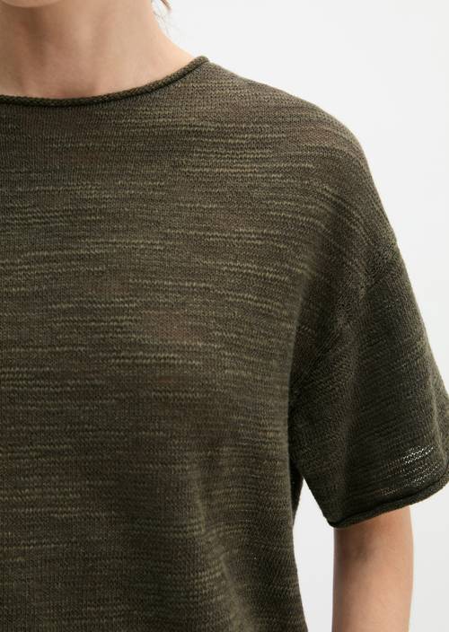 Pull à manches courtes Slub loose Mossy Earth en vue détaillée