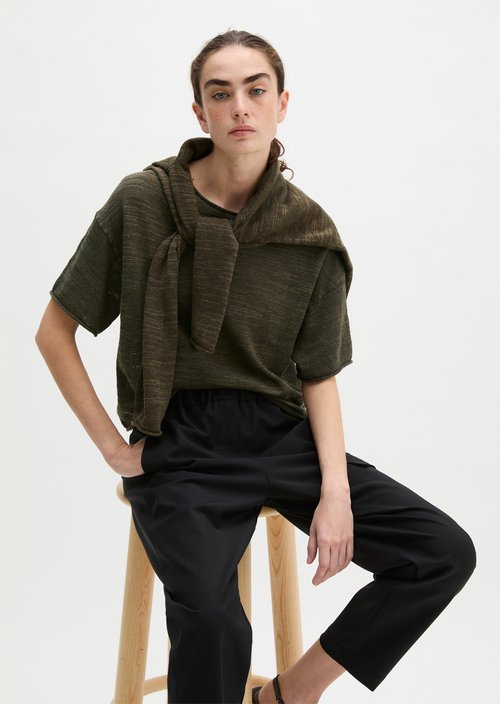 Slub short sleeve sweater loose — Mossy Earth
