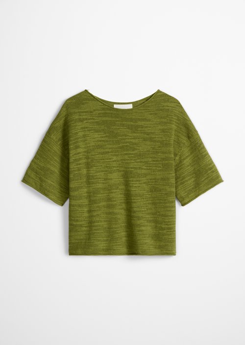 Slub short sleeve sweater loose — Shaded Fern