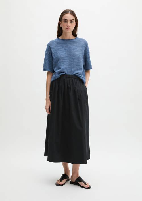 Slub short sleeve sweater loose Provincial Blue in front view