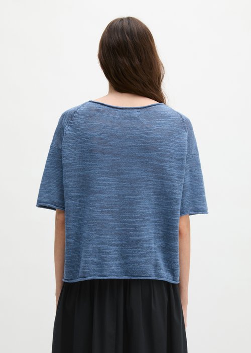 Slub short sleeve sweater loose — Provincial Blue