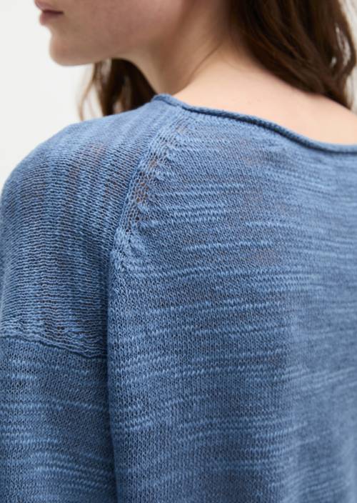 Slub short sleeve sweater loose Provincial Blue in detail view