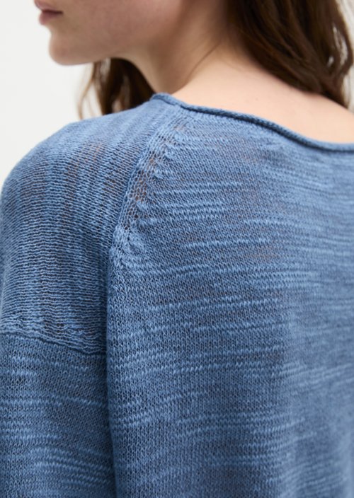 Slub short sleeve sweater loose — Provincial Blue