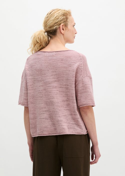 Slub short sleeve sweater loose — Mild Rose
